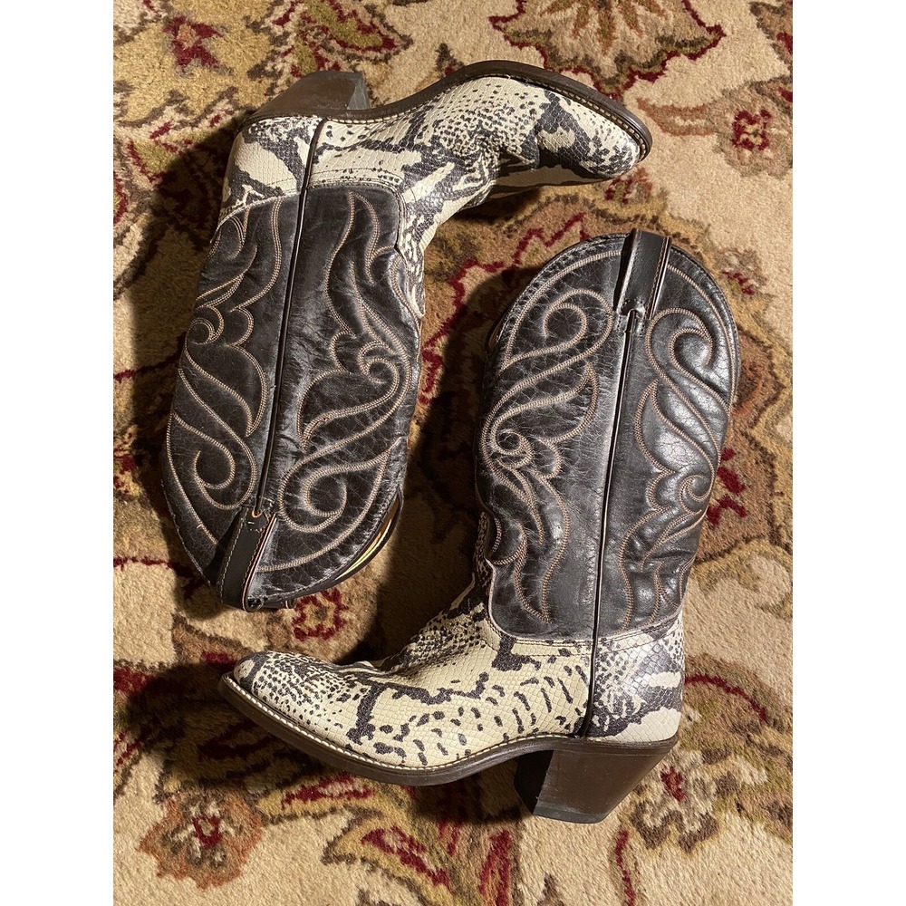 Laredo Snake Pattern Western Cowboy Boots Mens size 6.5 Made In USA Excellent Co